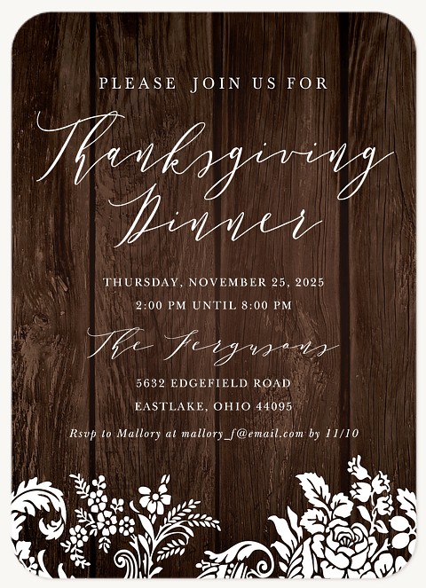 Rustic Lace Invitation  Thanksgiving Cards