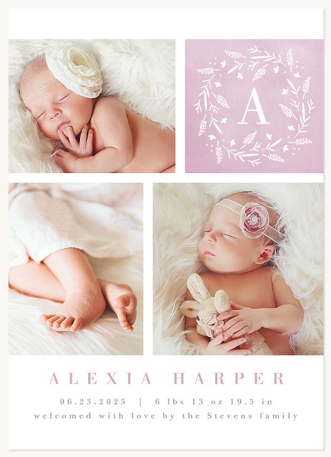 Stenciled Monogram Baby Announcements