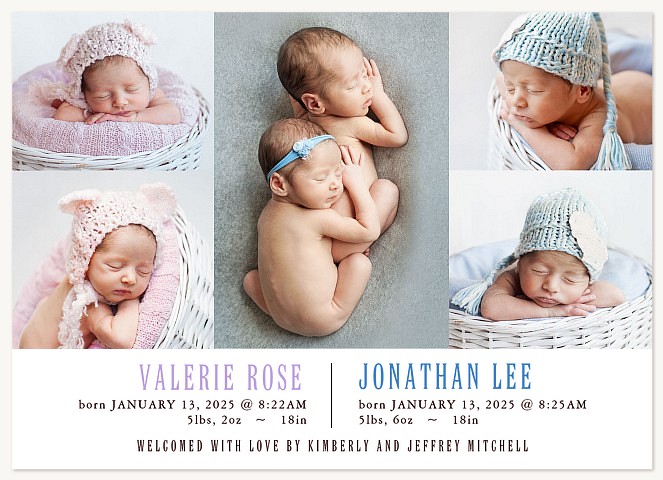 Two of a Kind Twin Birth Announcements