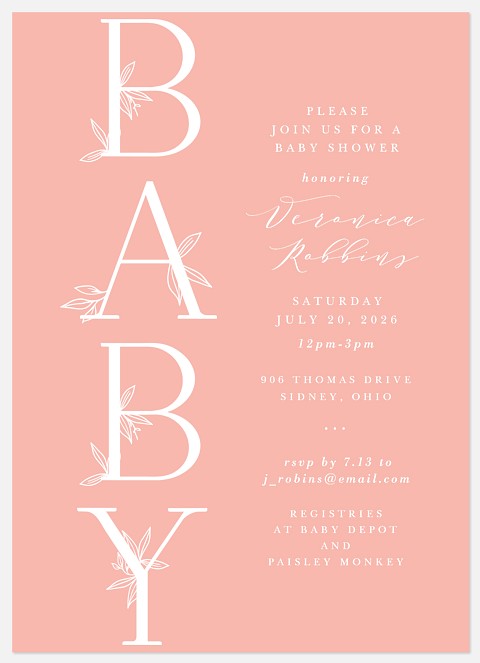 Stacked Serif Baby Shower Invitations