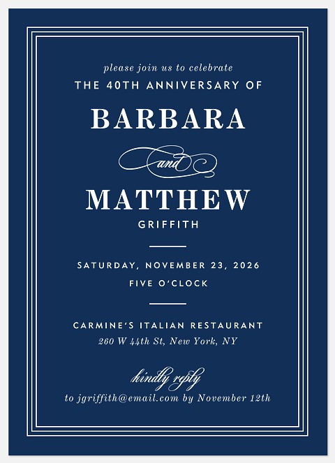 Simply Classic Anniversary Invitations