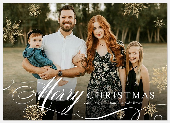 Golden Snow Holiday Photo Cards