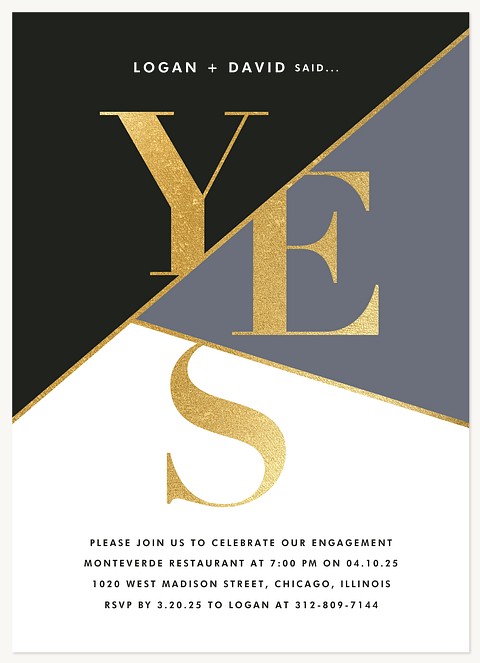 Shimmering Yes Engagement Party Invitations
