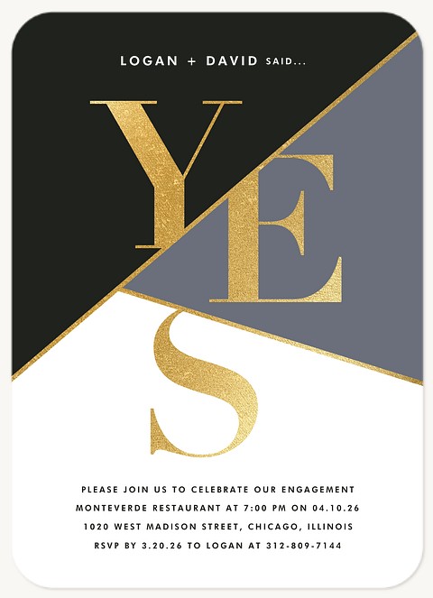 Shimmering Yes Engagement Party Invitations