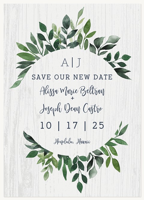 Rustic Greenery Change the Date Cards