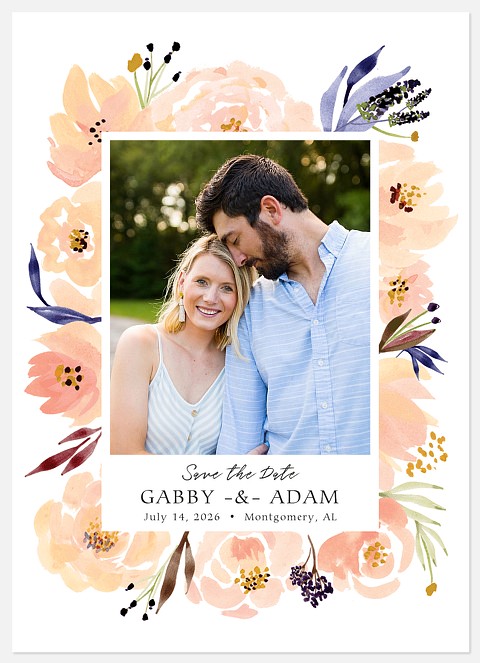 Peach Floral Save the Date Photo Cards