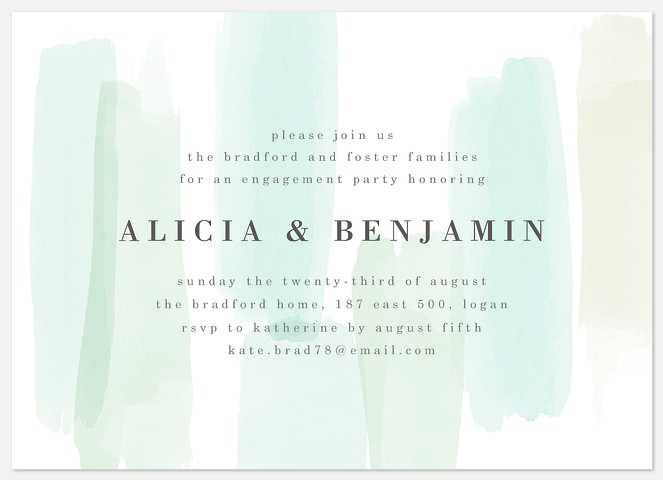 Soft Brushmarks Engagement Party Invitations