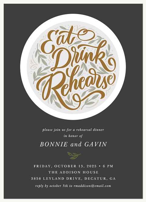 Garnished Plate Rehearsal Dinner Invitations