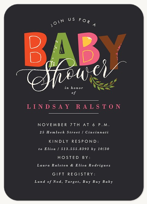 Colorful Whimsy Baby Shower Invites