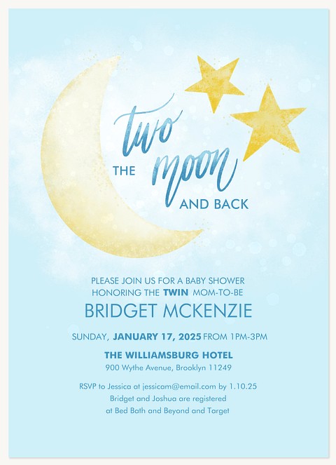 To The Moon Baby Shower Invites