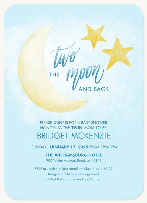 To The Moon Baby Shower Invites