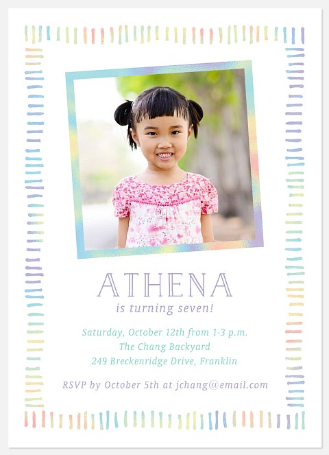 Rainbow Markers Kids' Birthday Invitations