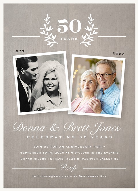 Oak Laurel Wedding Anniversary Invitations
