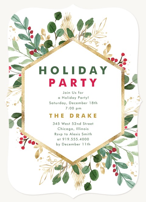 Holiday Holly Holiday Party Invitations