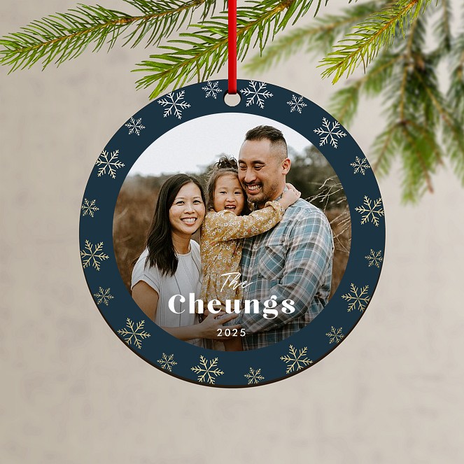 Golden Snowfall Custom Ornaments