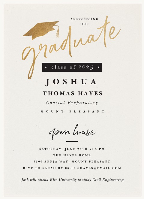 Golden Mortarboard Graduation Cards