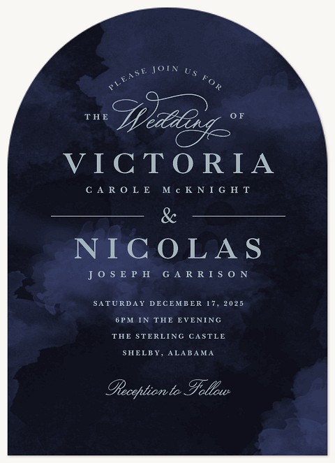 Navy Watercolor Wedding Invitations
