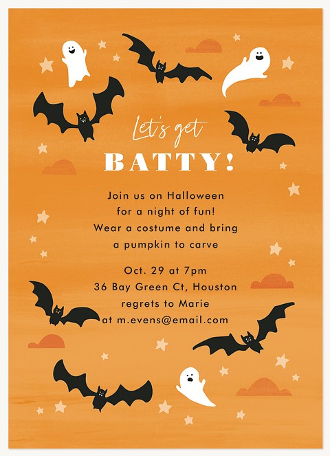 Let's Get Batty Halloween Party Invitations