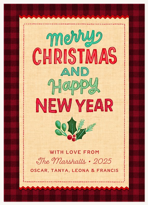 Stitched Banner Personalized Holiday Cards