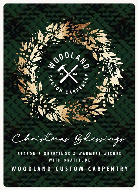 Tartan Foliage Holiday & Christmas Magnet Cards