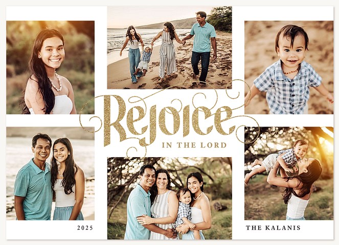 Rejoicing Scroll Personalized Holiday Cards