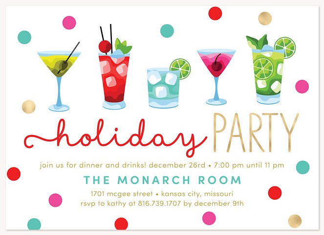Christmas Cocktails Holiday Party Invitations