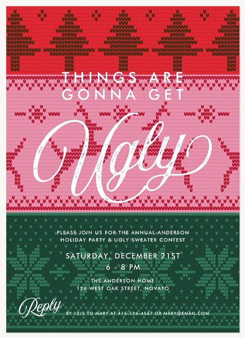 Ugly Sweater Holiday Party Invitations