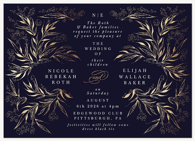 Luxe Leaves Wedding Invitations