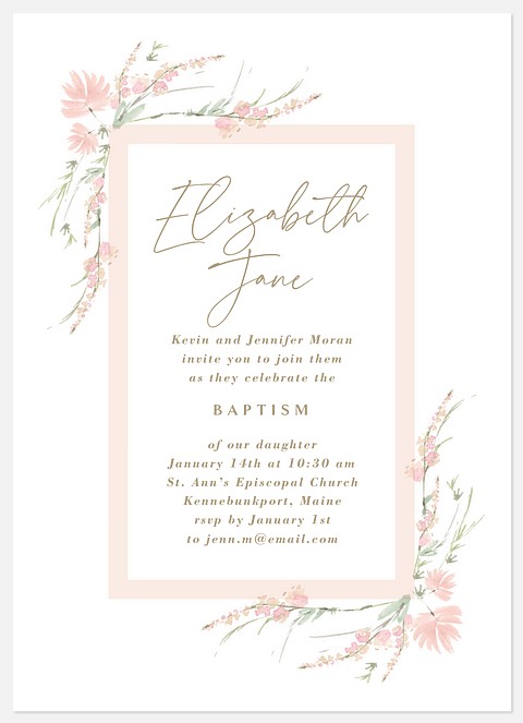 Sweet Blooms Baptism Christening Invitations
