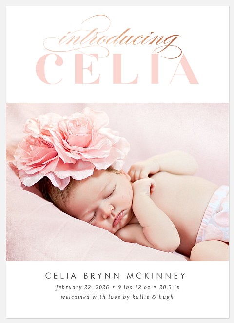 Bold Elegance Baby Birth Announcements