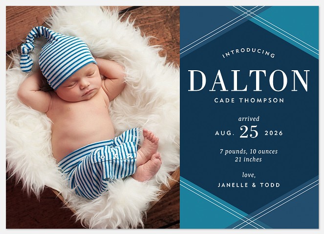 Sophisticated Ribbon Baby Birth Announcements
