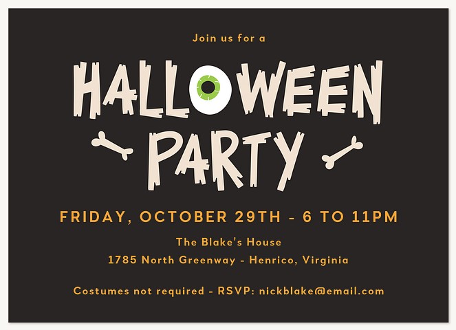 Boneyard Party Halloween Party Invitations