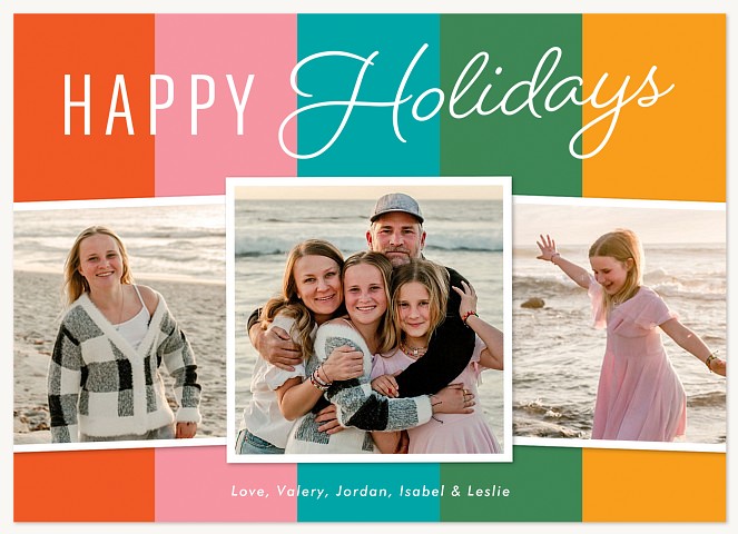 Bright Stripes Personalized Holiday Cards
