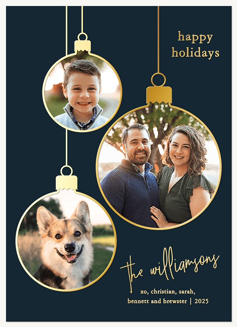 Ornament Trio Personalized Holiday Cards