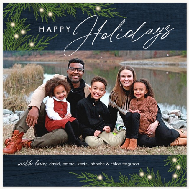 Rustic Greenery Personalized Holiday Cards