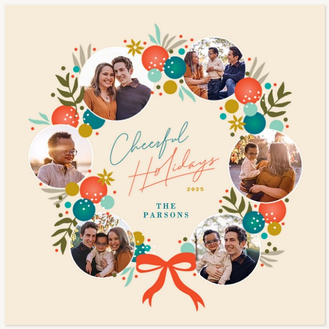 Circle Wreath Personalized Holiday Cards