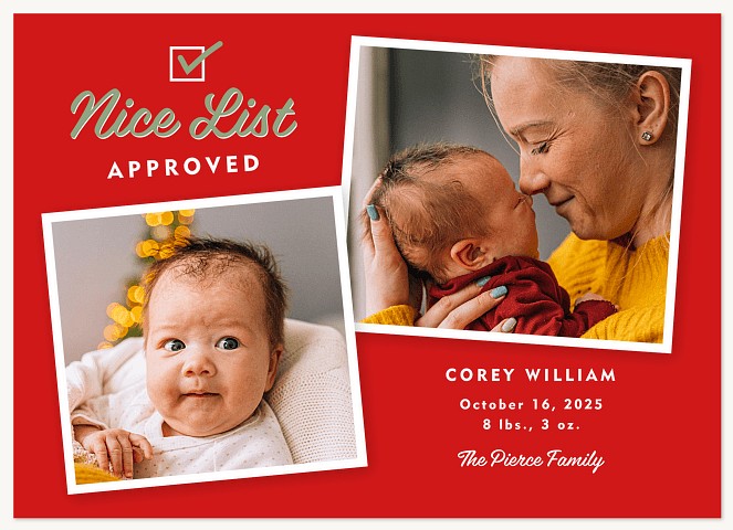 Nice List Check Personalized Holiday Cards