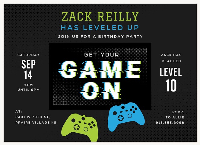 Level Up Kids Birthday Invitations