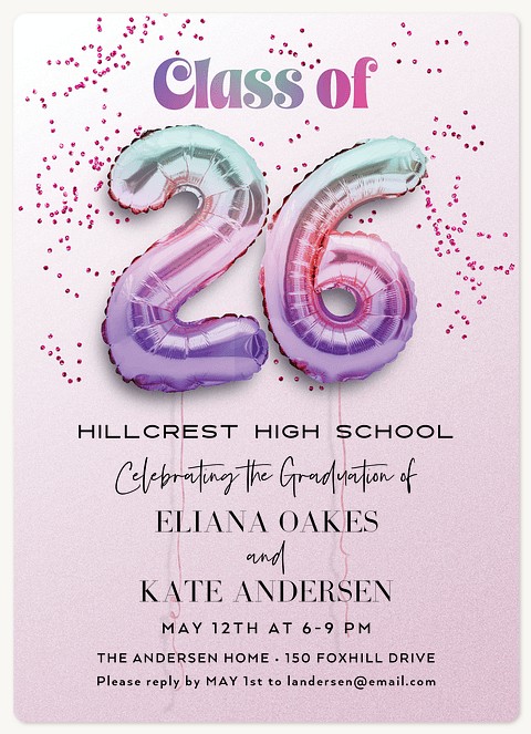 Number Balloons Graduation Invitations