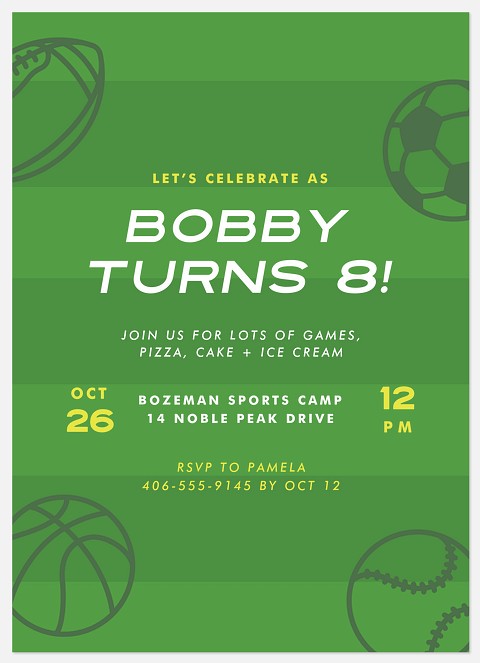 Sports Bash Kids' Birthday Invitations