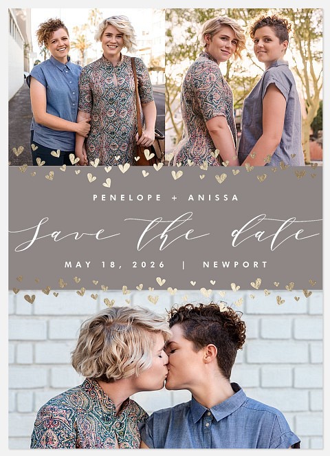 Shimmering Hearts Save the Date Photo Cards