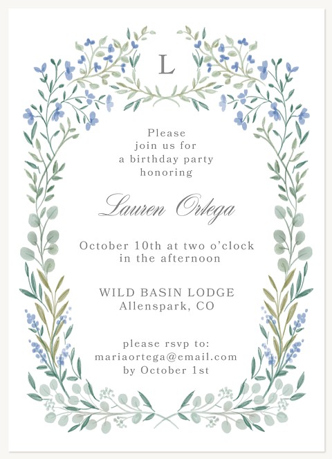 Meadow Crest Adult Birthday Party Invitations