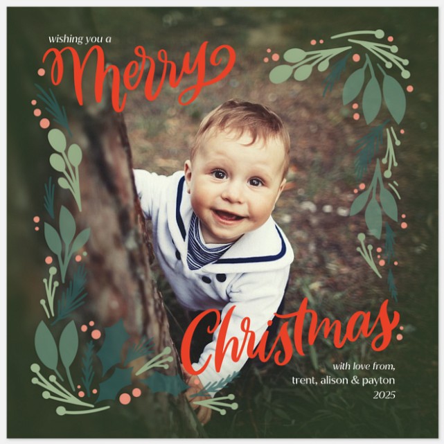 Botanical Corners Holiday Photo Cards