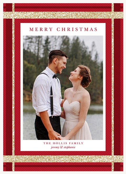 Sparkle Plaid Personalized Holiday Cards