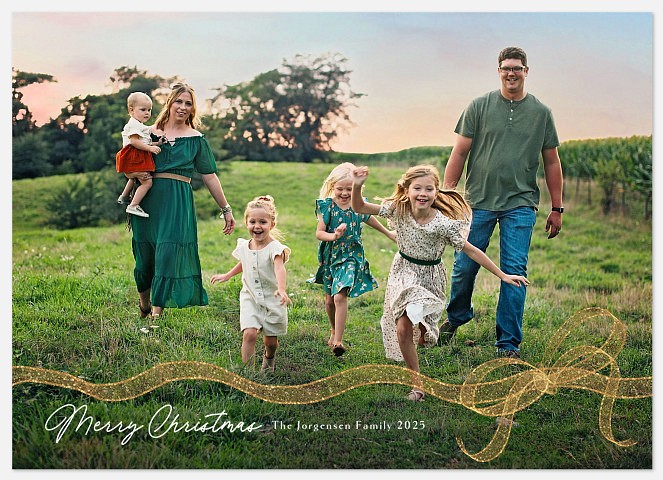 Wavy Ribbon Holiday Photo Cards