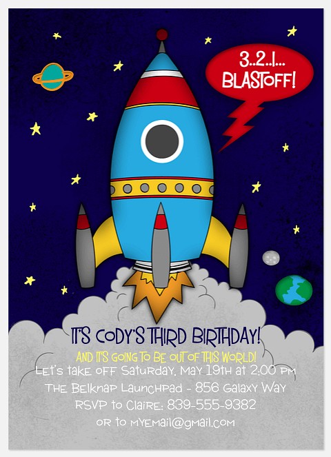 Birthday Blastoff Kids' Birthday Invitations