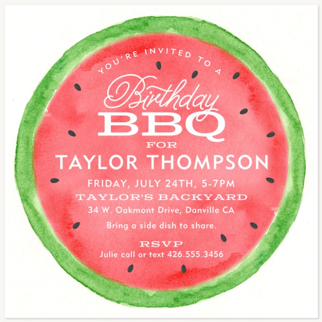 Watermelon Slice Adult Birthday Party Invitations