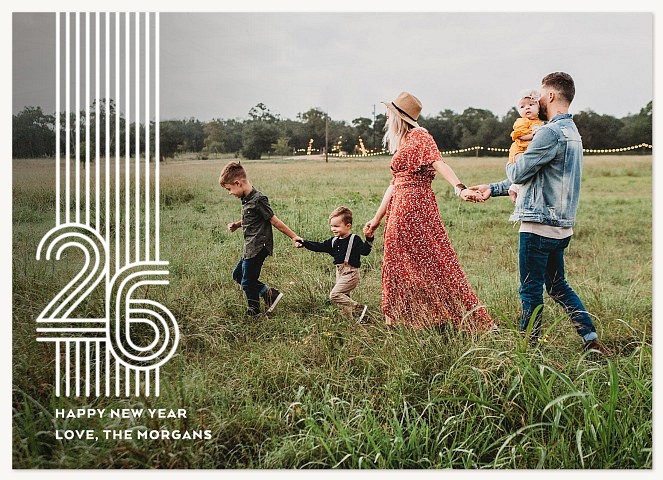 Striped Year Personalized Holiday Cards