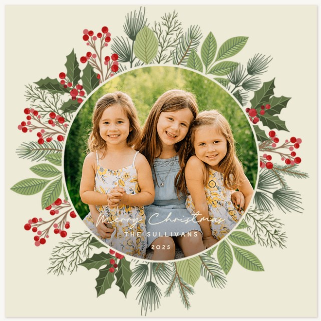 Holly Circle Personalized Holiday Cards