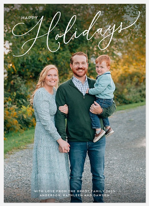 Pretty Script Holiday Photo Cards